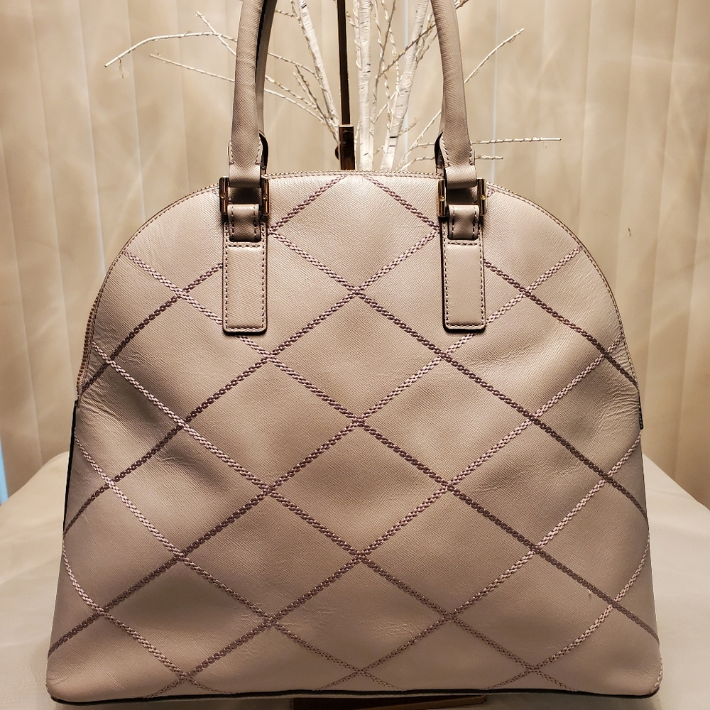 ☑️TORY BURCH GRAY ROBINSON DOME SATCHEL GORGEOUS EUC - Picture 2 of 13